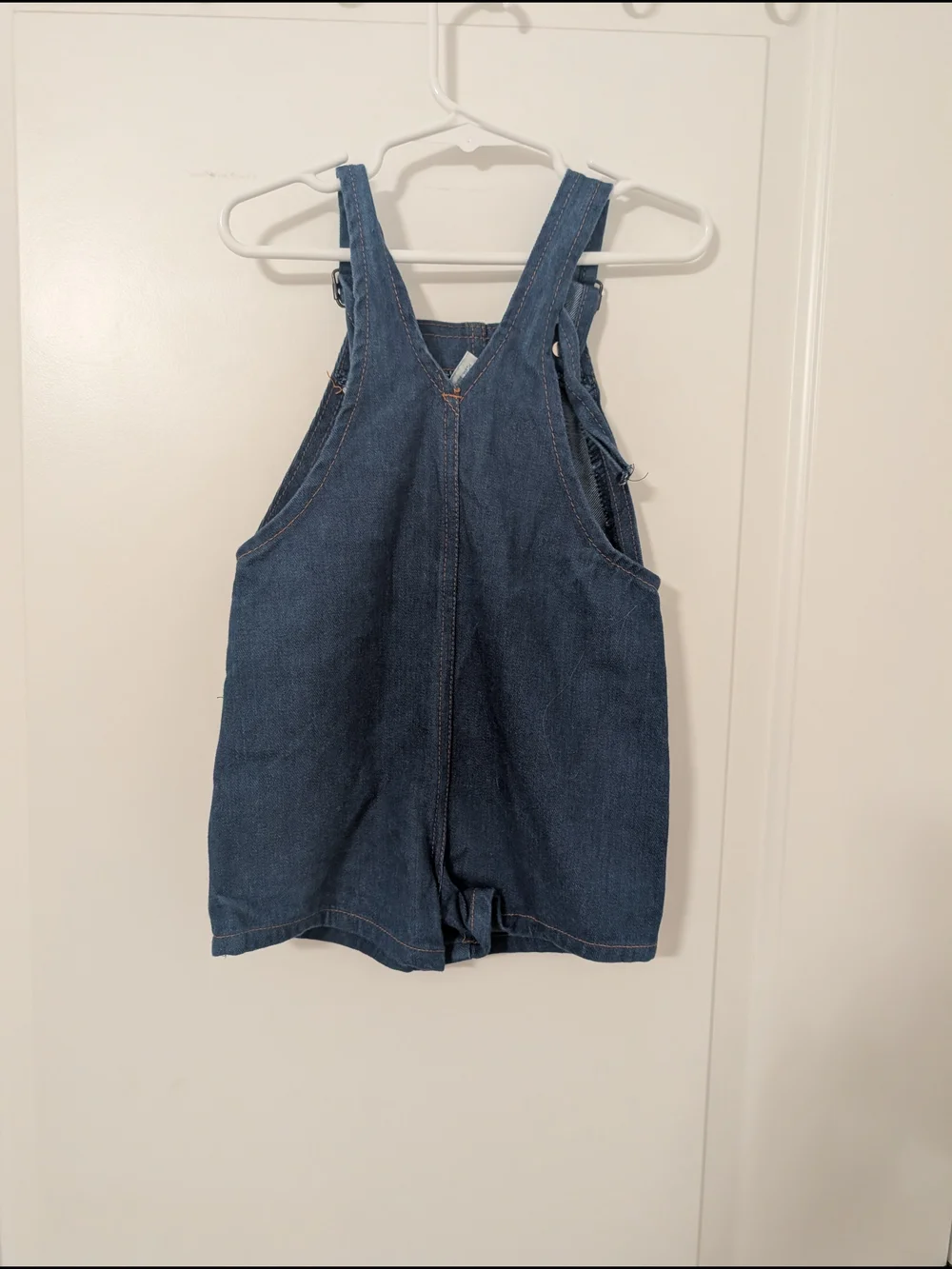 Vintage Kids Denim Short Overalls in Dark Blue
